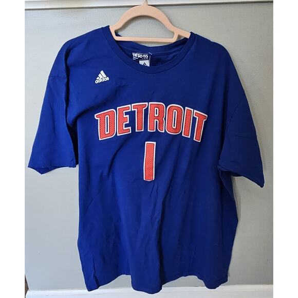 Detroit Pistons Reggie Jackson Blue/red Jersery T Shirt #1 Adidas Size 2XL NBA - Picture 1 of 5